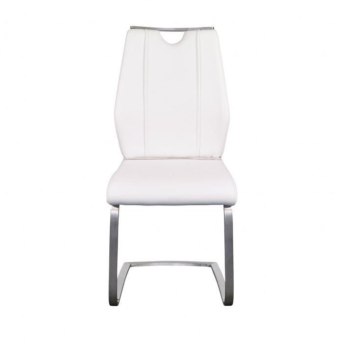 Upholstered Leather Dining Room Chairs (Set of 2) - White