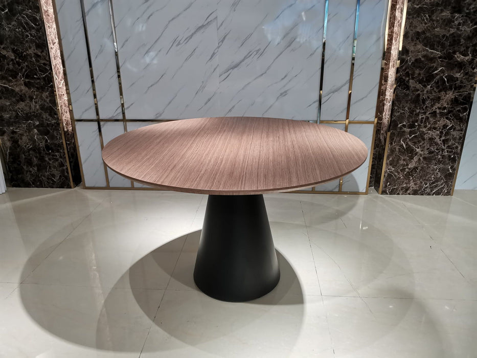 48" Wood And Metal Pedestal Base Round Top Dining Table - Brown