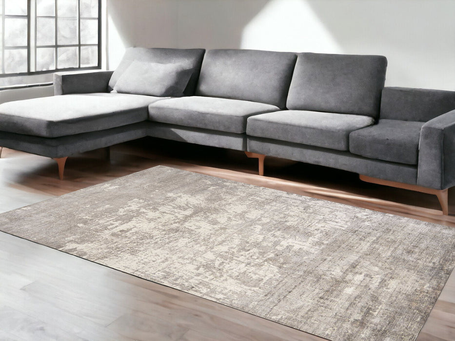 9' x 13' Hand Loomed Abstract Brushstroke Indoor Area Rug - Beige