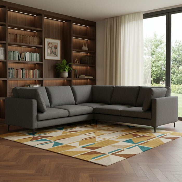 102" Fabric Sofa With Black Legs - Gray
