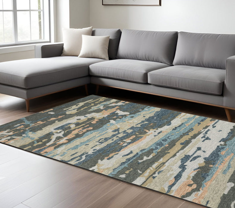 8' X 10' Wool Abstract Hand Tufted Area Rug - Gray / Blue