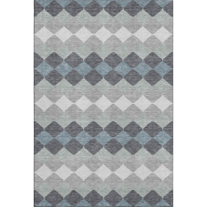 10' X 14' Geometric Washable Area Rug With UV Protection (679066) - Gray / Ivory / Silver