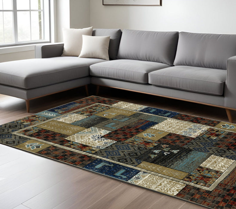 10' X 13' Patchwork Area Rug - Brown