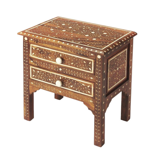 Solid Wood Frame Standard Accent Chest With Two Drawers - Brown And White