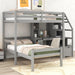 Giga loft bed with standalone bed, storage stairs, desk, shelves, and drawers in a modern bedroom setting