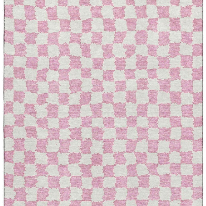 10' X 14' Geometric Washable Area Rug With UV Protection (709408) - Pink / Ivory