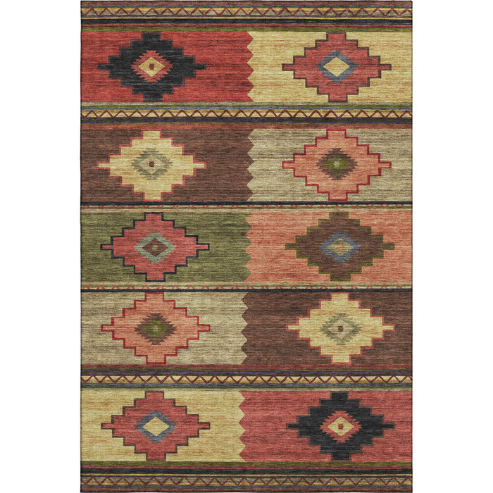 10' X 14' Geometric Washable Area Rug With UV Protection - Rust