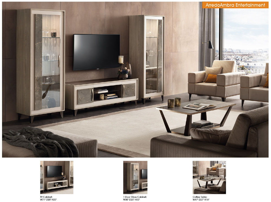 Light beige and light brown ESF ArredoAmbra TV cabinet with storage compartments and modern design.