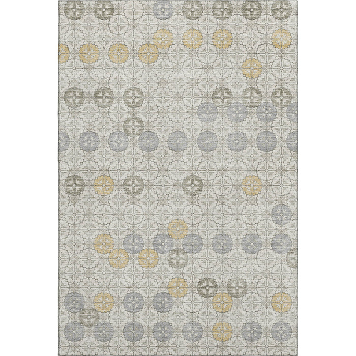 10' X 14' Geometric Washable Area Rug With UV Protection (705947) - Ivory / Gold / Gray