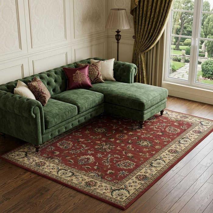 8' X 11' Oriental Area Rug (574383) - Red / Ivory