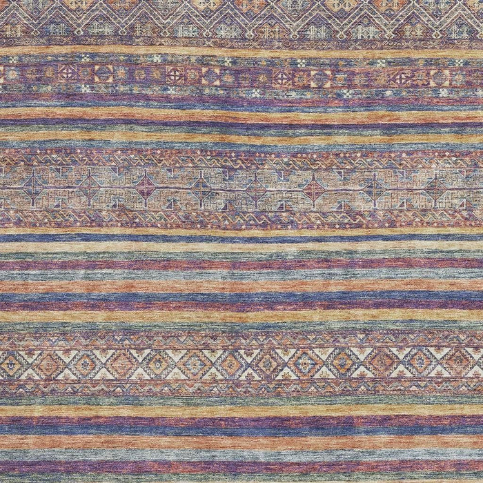 10' X 14' Striped Washable Area Rug With UV Protection (695798) - Blue / Beige / Gray