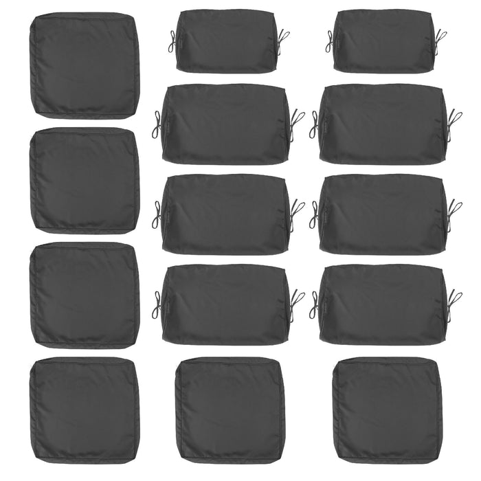 Giga 14-pack cushion covers for 7-piece wicker sectional sofa, zipper seat and back slipcovers with colorful fabric and tailored fit.