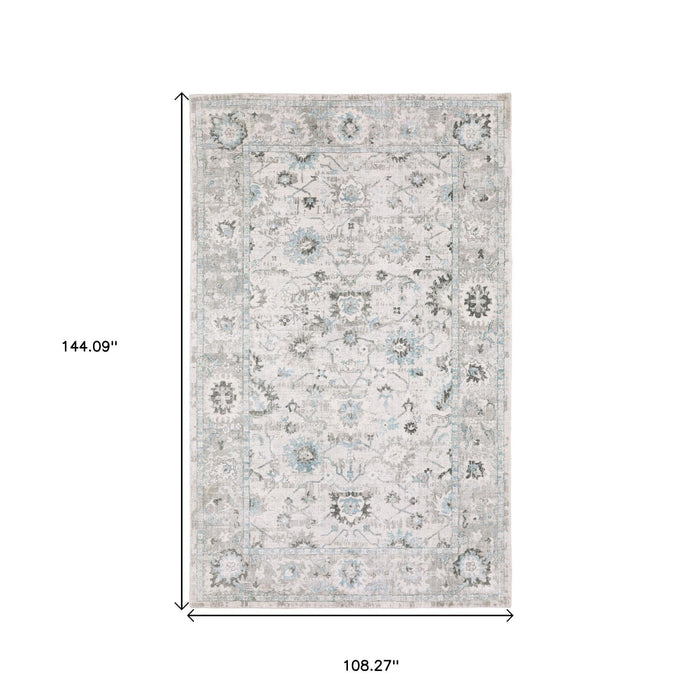 9' X 12' Oriental Hand Tufted Area Rug - Ivory And Teal