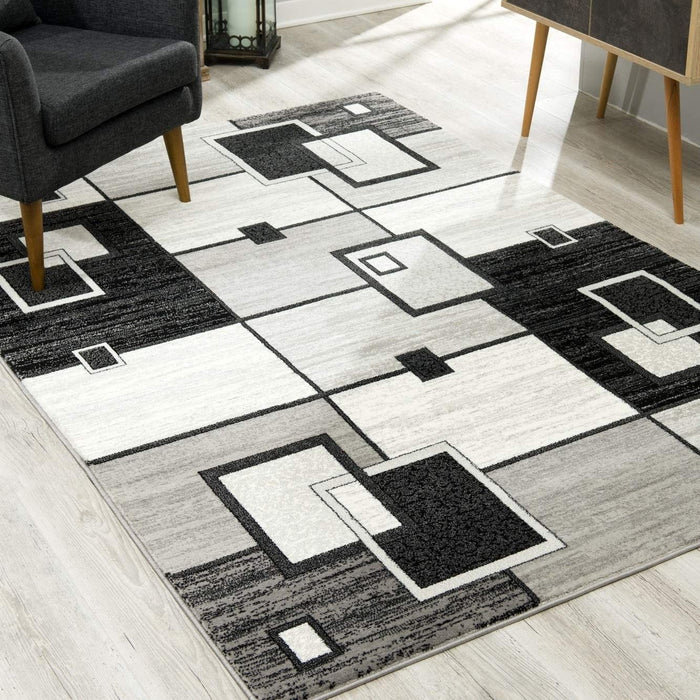 8' x 10' Abstract Dhurrie Polypropylene Area Rug - Gray