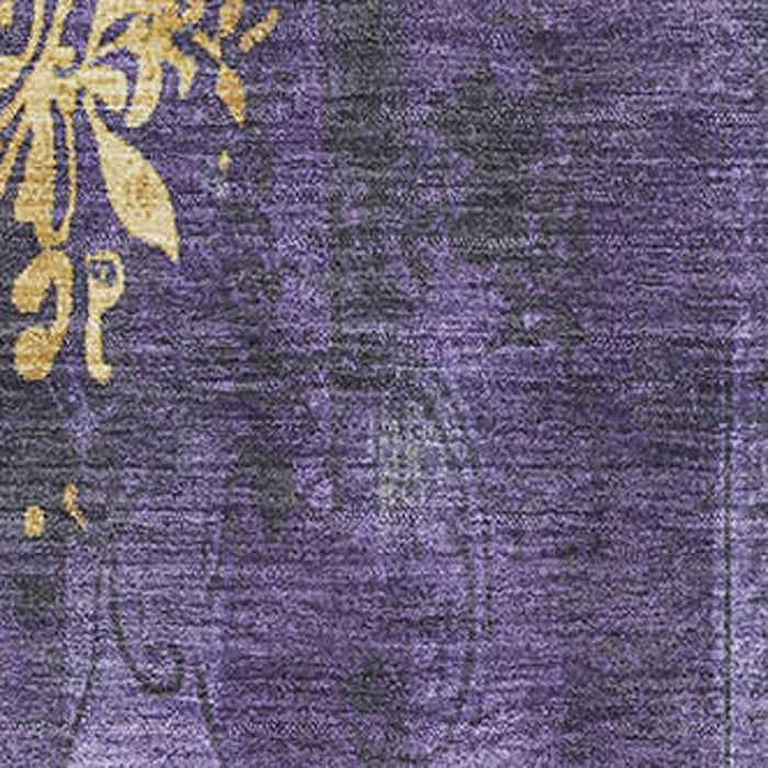 10' X 14' Floral Washable Area Rug With UV Protection (701425) - Purple / Gold