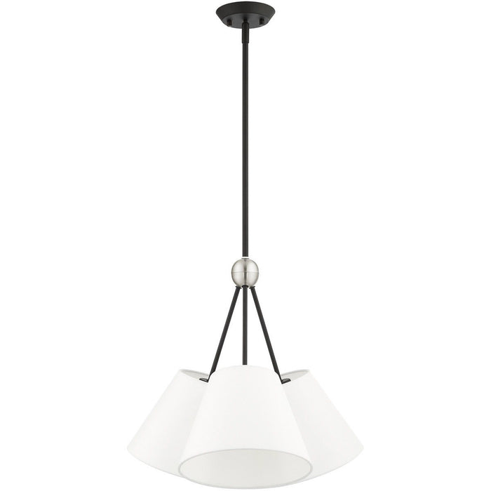 21" Three Light Dimmable Chandelier With Shades - Black