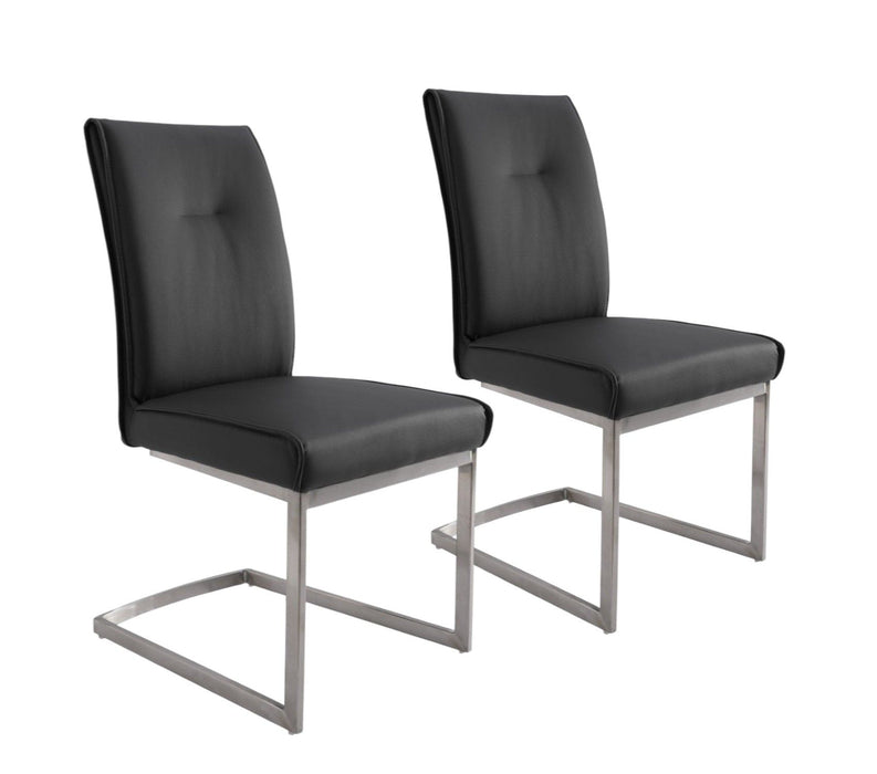 Dining Side Chairs Upholstered Faux Leather (Set of 2) - Gray / Silver
