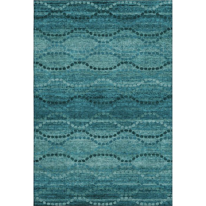 10' X 14' Abstract Geometric Washable Area Rug With UV Protection (715339) - Turquoise / Aqua