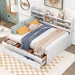 Giga Captain Bed with built-in bookshelves, three storage drawers, and a trundle bed for versatile sleeping and storage options.