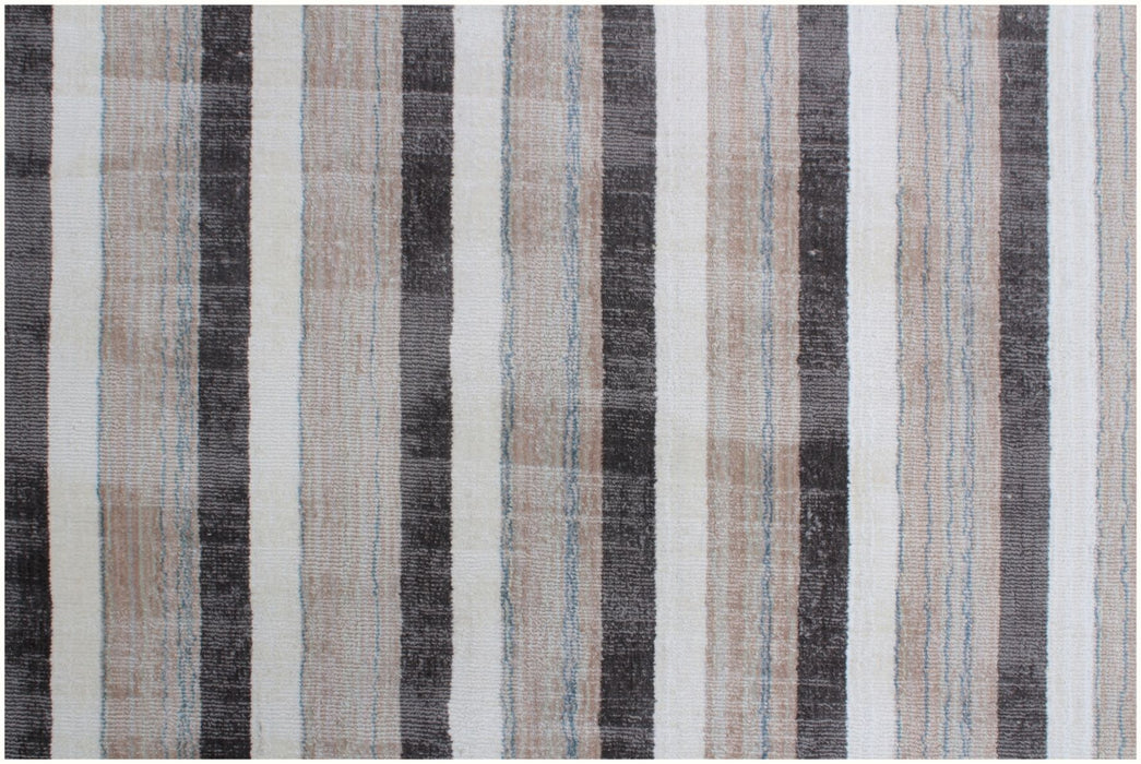 9' x 12' Striped Hand Loomed Area Rug - Brown And Ivory