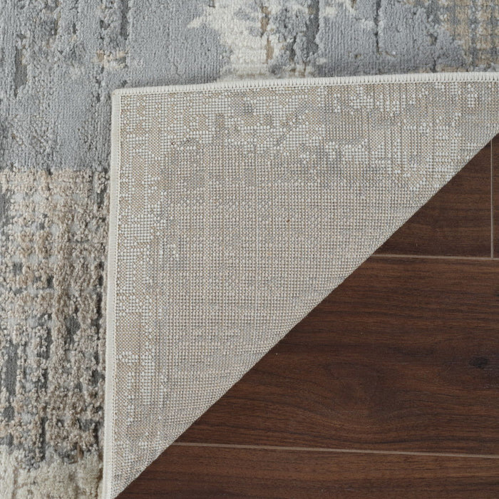 7.9' x 7.9' Abstract Distressed Polypropylene Area Rug - Cream And Beige