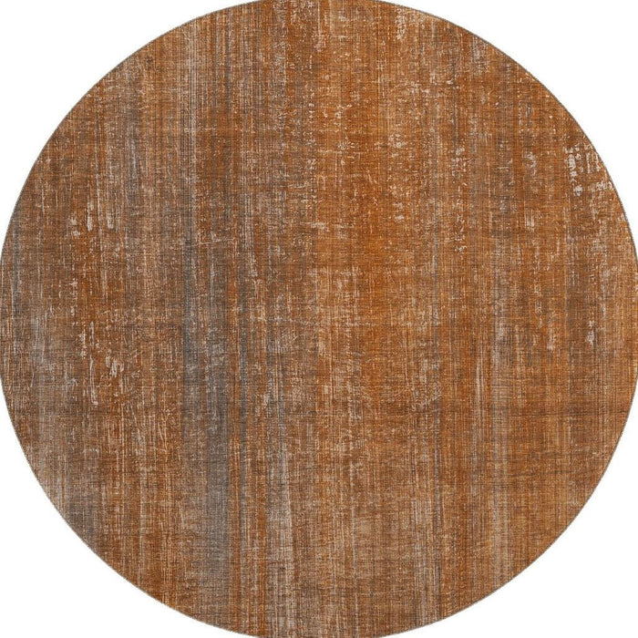 8' Striped Washable Round Rug With UV Protection (648751) - Rust / Gray