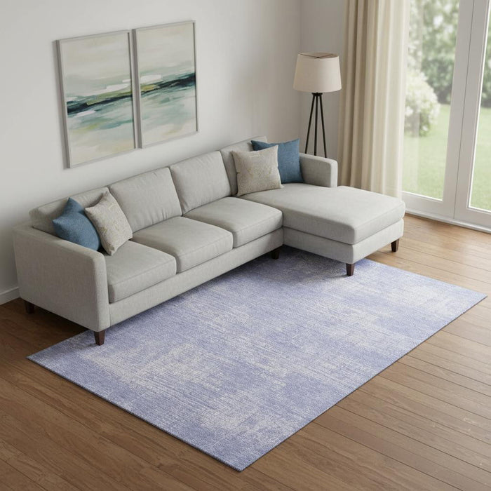 8' X 10' Abstract Washable Area Rug With UV Protection (667130) - Lavender / Ivory