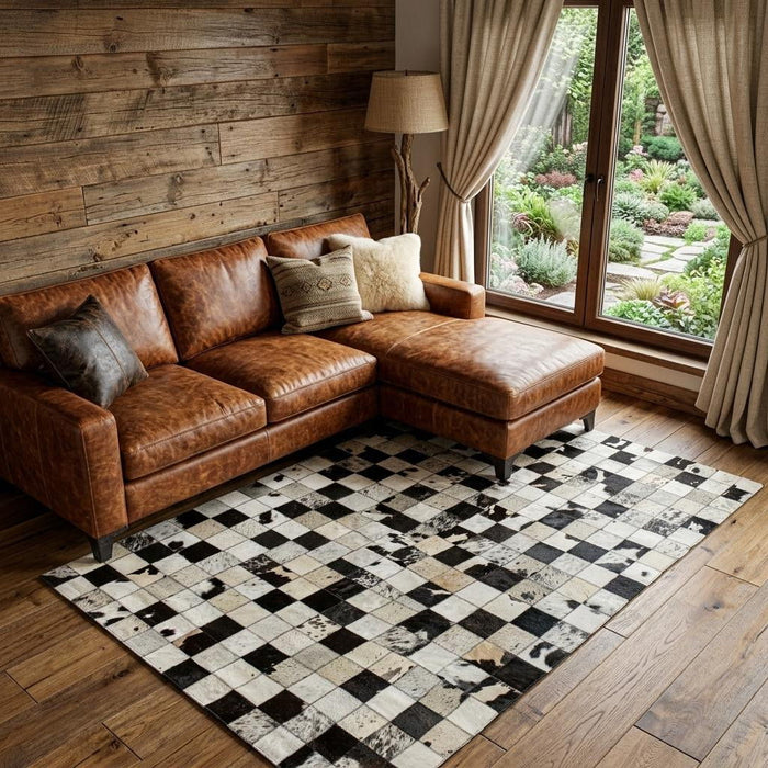 8' X 10' Cowhide Patchwork Area Rug (544471) - Black / White