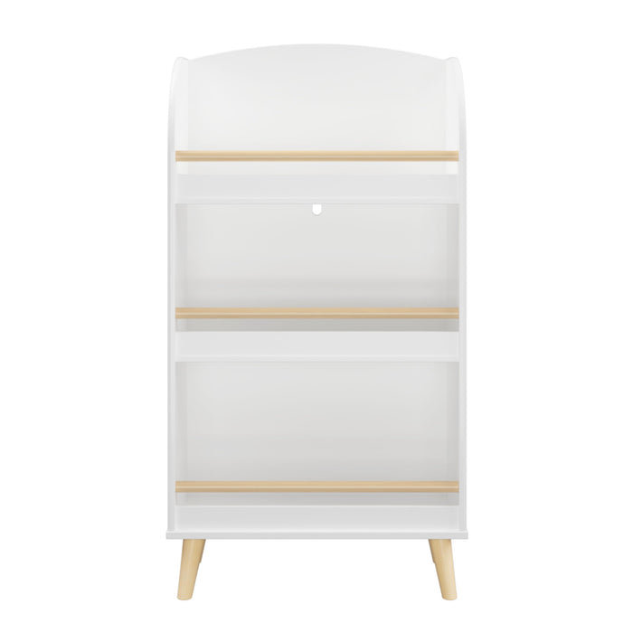 Bookshelf 3 Tier Book Organizer With Toy Storage - White