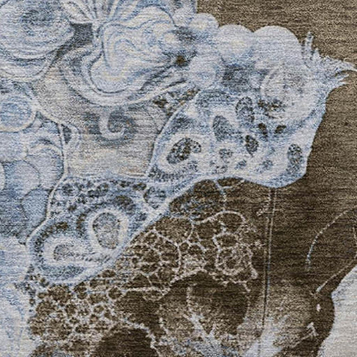 10' X 14' Abstract Washable Area Rug With UV Protection (706121) - Taupe / Blue / Ivory