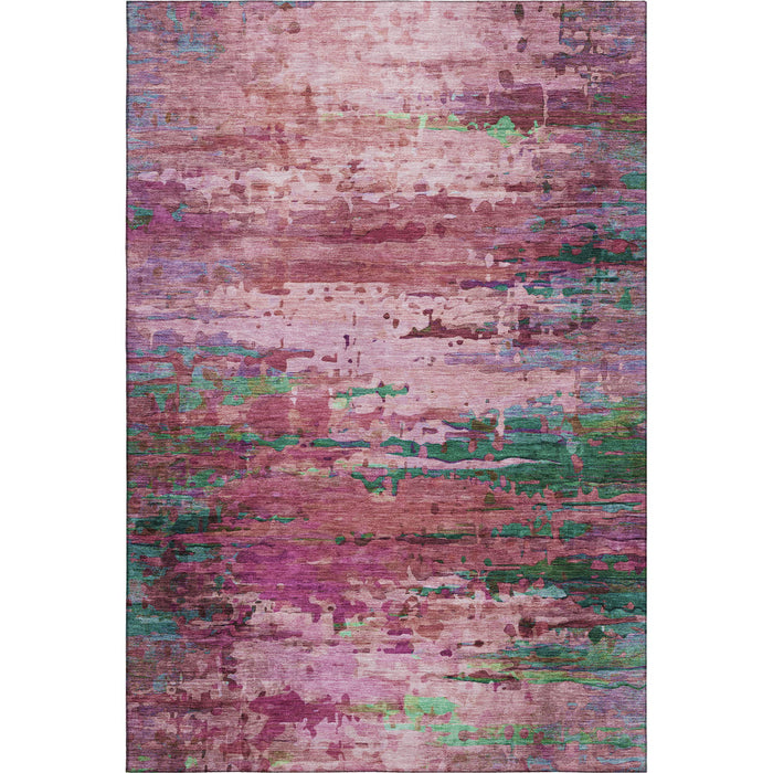 10' X 14' Abstract Washable Area Rug With UV Protection (715453) - Pink / Green