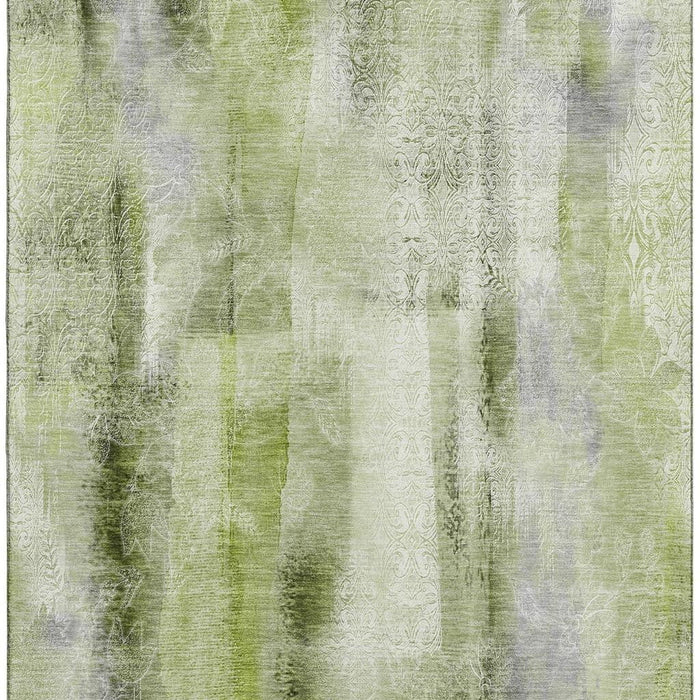 10' X 14' Abstract Washable Area Rug With UV Protection (648136) - Sage / Ivory