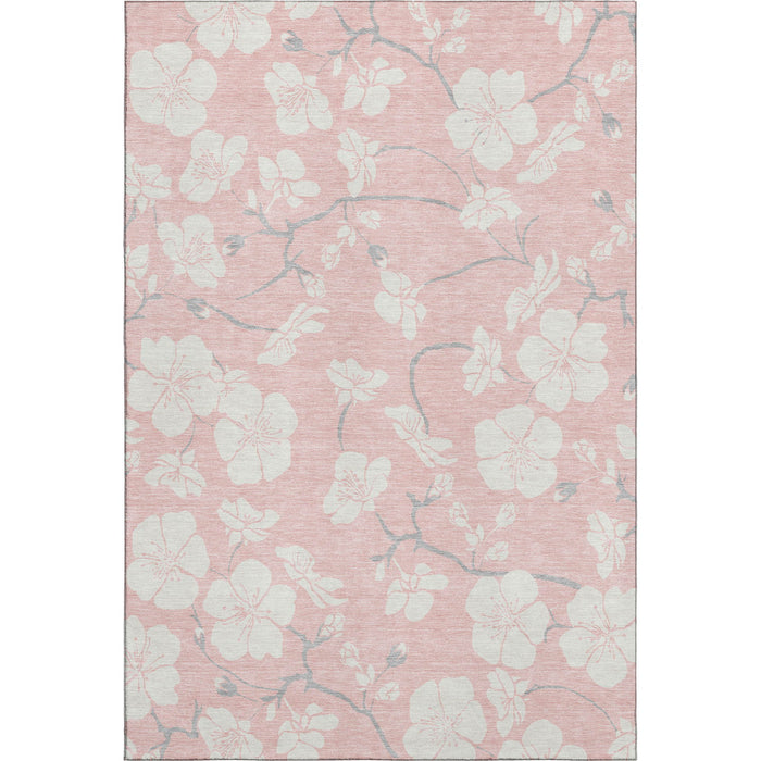 10' X 14' Floral Washable Area Rug With UV Protection (681059) - Pink / Ivory
