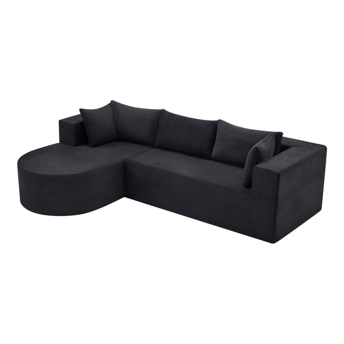 Corduroy Modular Sofa Chaise With Toss Pillows (723851) - Black