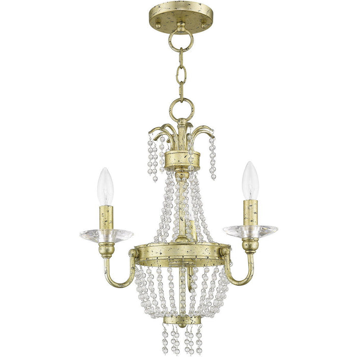19" Three Light Metal Dimmable Chandelier With Shades - Gold / Clear