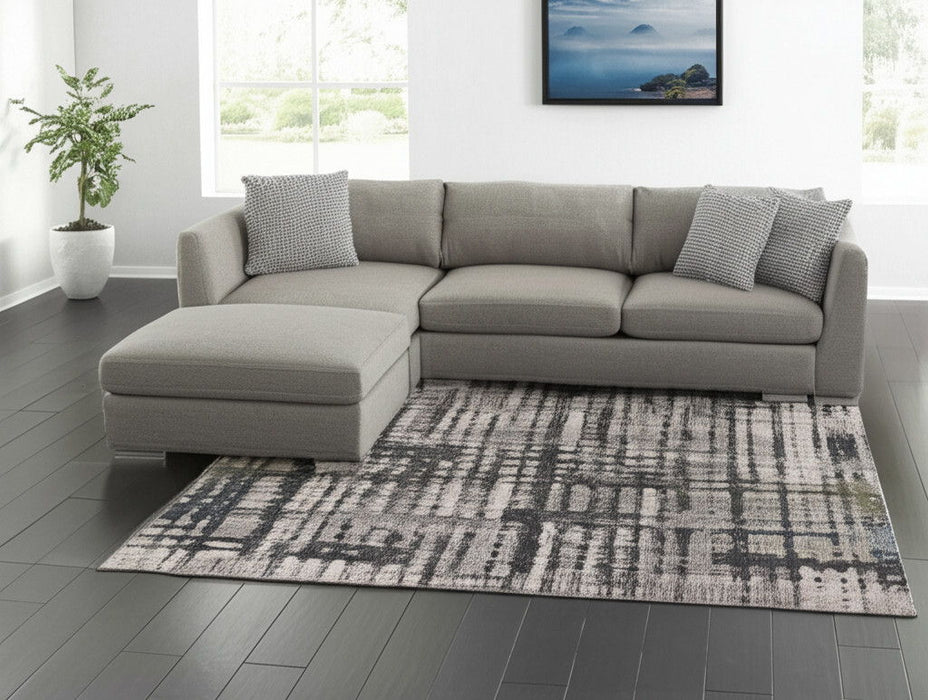 9' X 12' Abstract Distressed Area Rug - Gray And Ivory