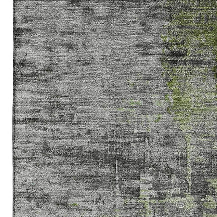 10' X 14' Abstract Washable Area Rug With UV Protection (715621) - Green / Gray