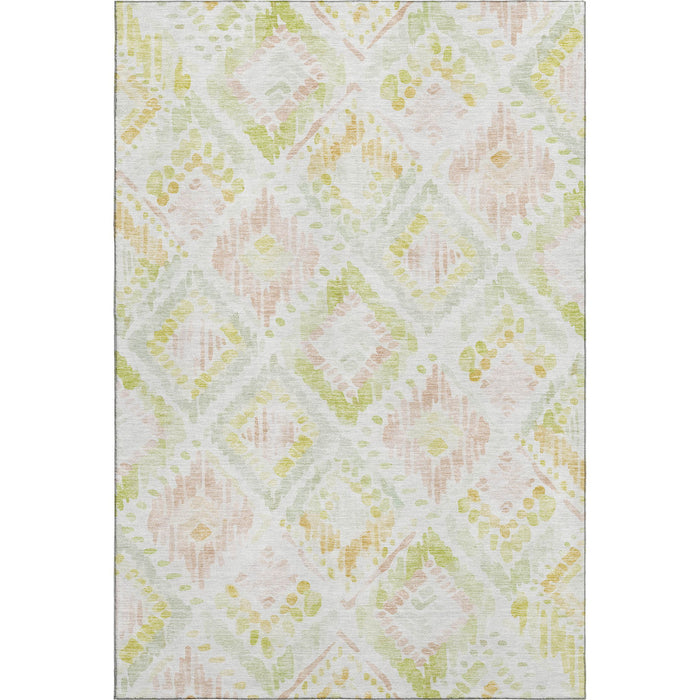 10' X 14' Geometric Washable Area Rug With UV Protection (684040) - Pink / Lime Green / Ivory