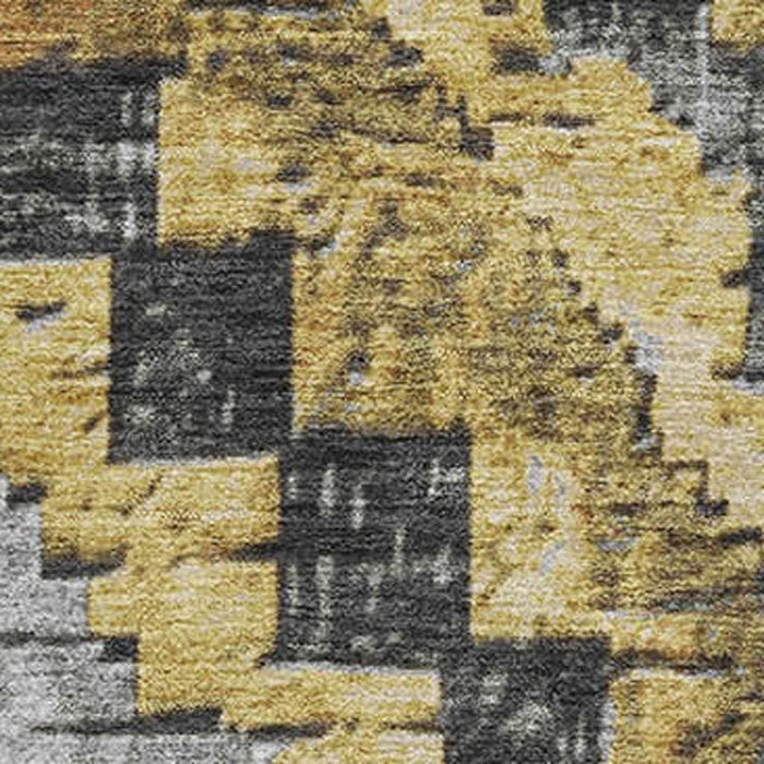 10' X 14' Diamond Washable Area Rug With UV Protection (707065) - Gold / Charcoal / Gray