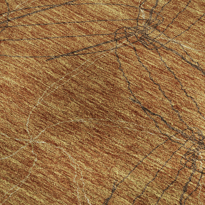 10' X 14' Geometric Washable Area Rug With UV Protection (676560) - Copper / Brown