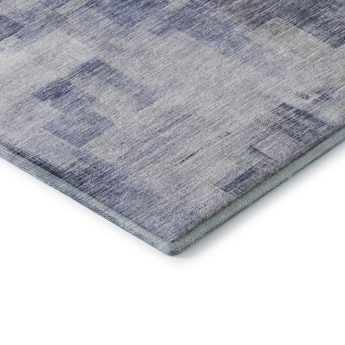 10' X 14' Abstract Geometric Washable Area Rug With UV Protection (683494) - Denim Blue / Ivory