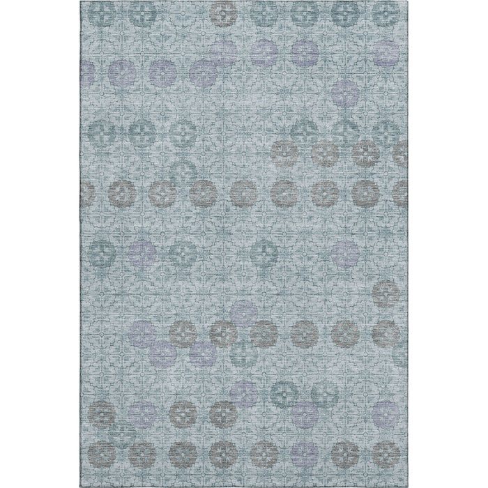 10' X 14' Geometric Washable Area Rug With UV Protection (705959) - Teal / Gray