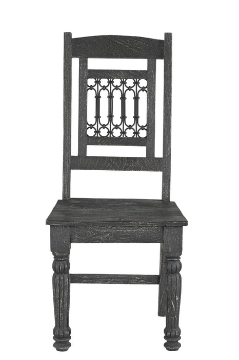 Wood Slat Back Dining Side Chairs (Set of 2) - Black