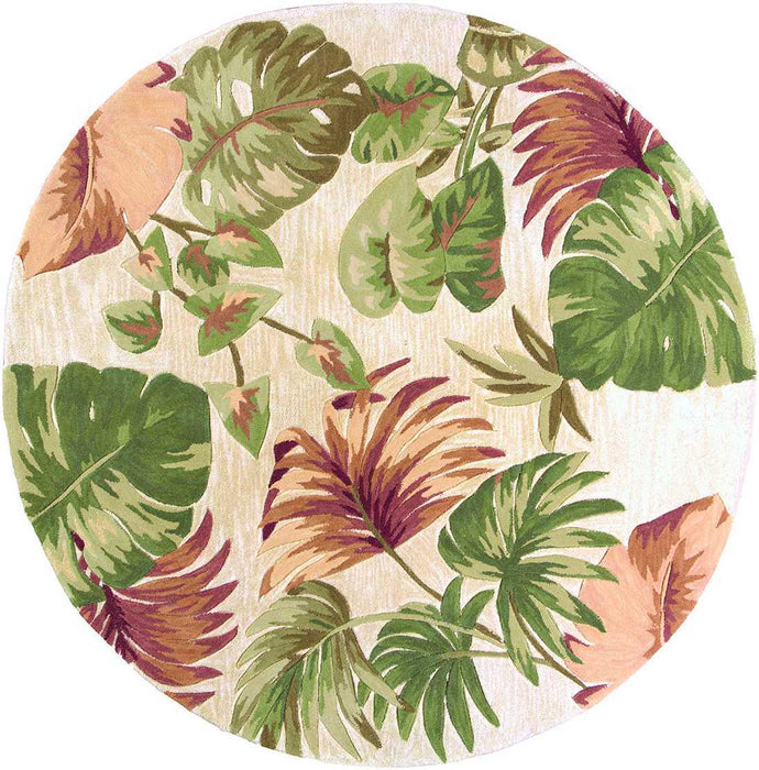 7' Round Wool Area Rug - Beige