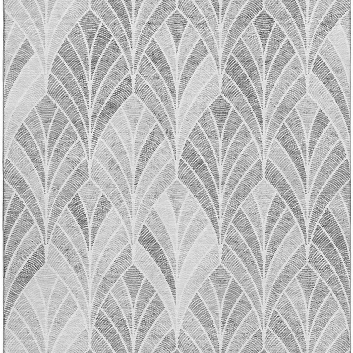 10' X 14' Geometric Washable Area Rug With UV Protection (667599) - Gray / Ivory