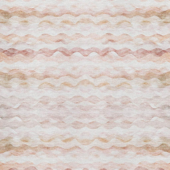 8' X 10' Geometric Washable Area Rug With UV Protection - Peach