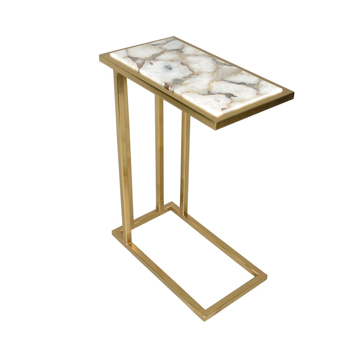 Marble Iron End Table - White / Gold