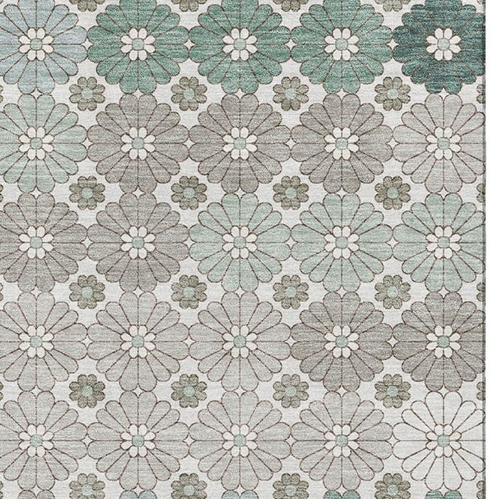10' X 14' Geometric Washable Area Rug With UV Protection (696896) - Taupe / Beige / Teal