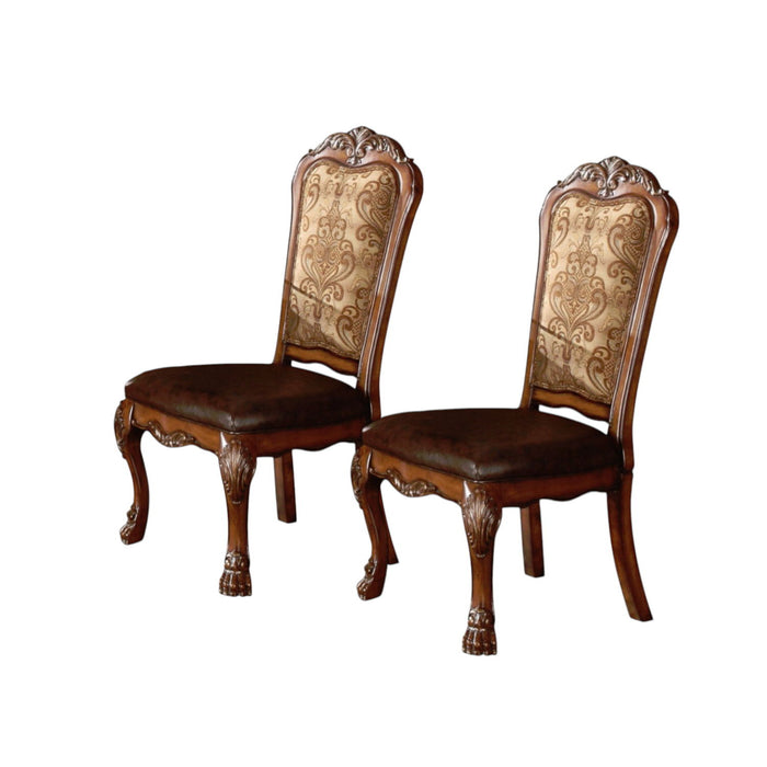Upholstered Faux Leather Dining Side Chairs (Set of 2) - Oak