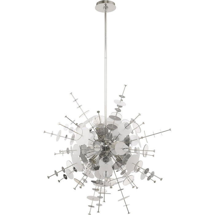 38" Six Light Dimmable Chandelier With Shades - Silver